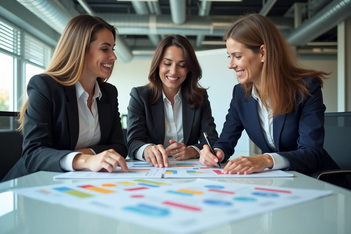 Equipe diversifiee en réunion avec documents et manuel ISO 9001