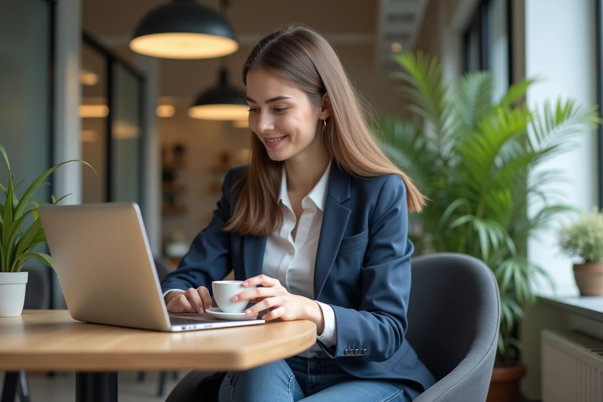 Jeune femme professionnelle au bureau en coworking