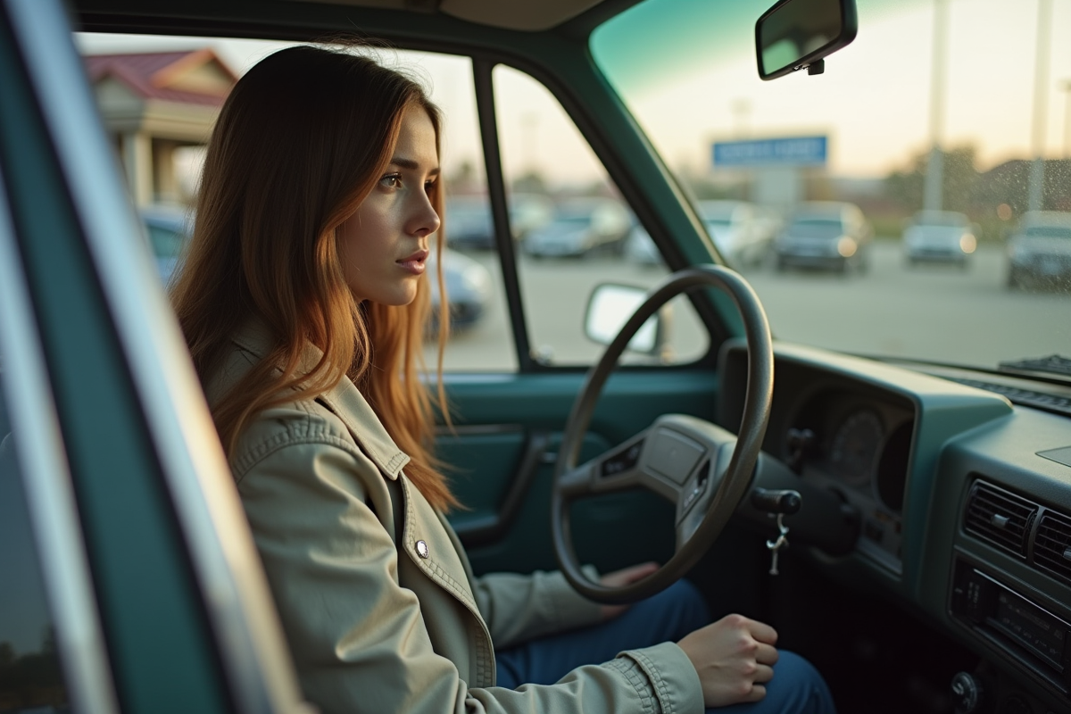 Jeune femme examinant l