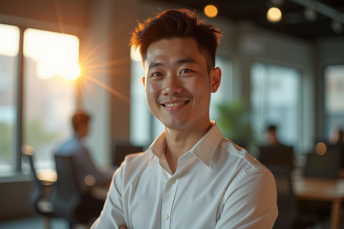 Jeune homme professionnel dans un espace coworking à Chiang Mai