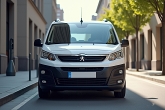 Voiture Peugeot Partner Tepee en ville en journée