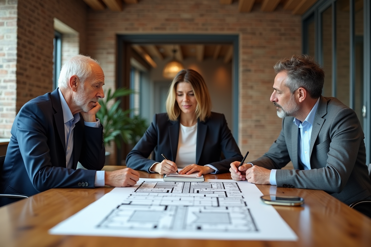 Groupe de professionnels lors d une réunion immobiliere